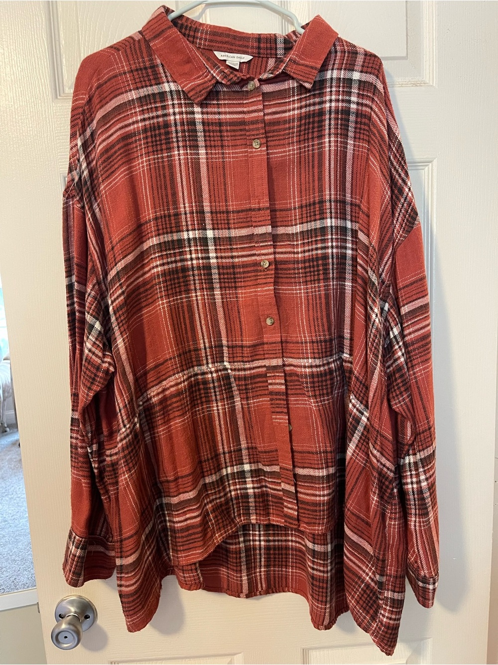 Woman’s American Eagle Flannel- Rust Red